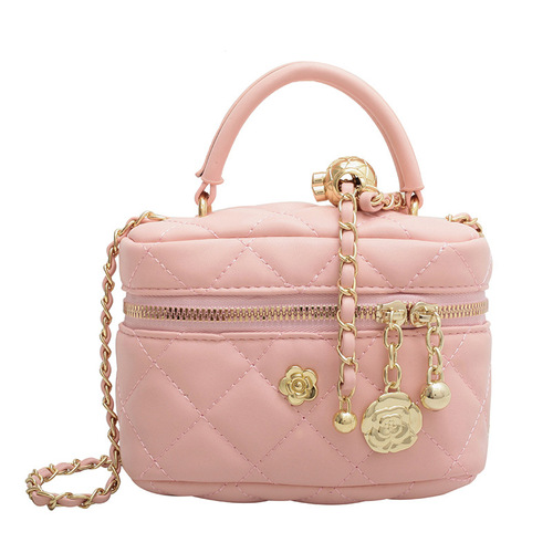 Carefully selected shoulder bag, simple small fragrant style round bead chain crossbody bag, mini fashionable niche embroidery rhombus handbag