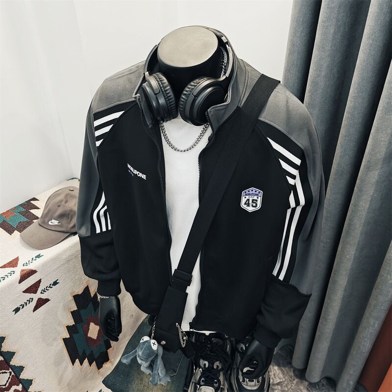 Hong Kong-style spring couple's sporty and casual baseball jacket, a trendy and loose-fitting jacket for male students