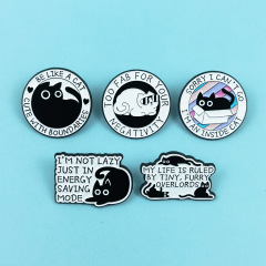个性黑猫系列卡通胸针欧美时尚英文字母配饰徽章服饰背包百搭别针