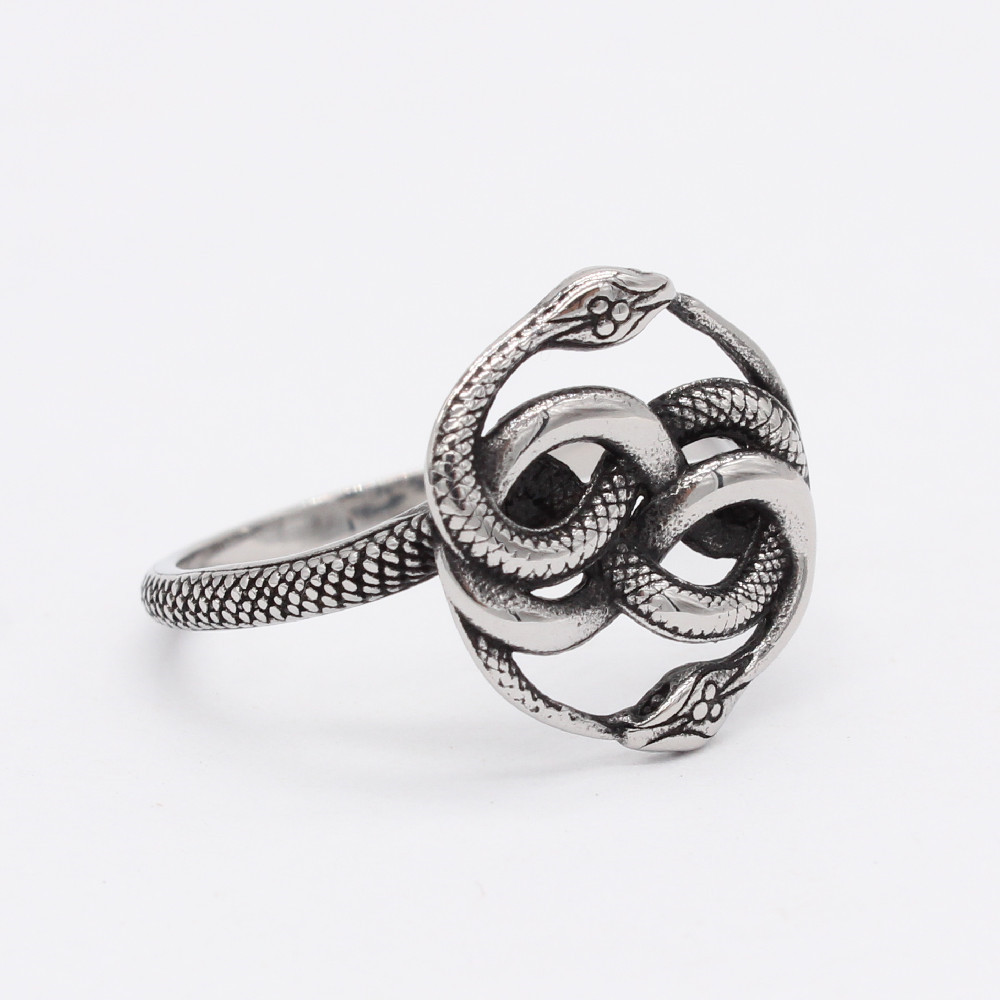 European And American Personalized Retro Internet Hot Double Snake Ring Cold Wind