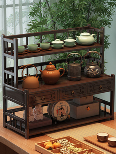 Desktop Tea Display Rack Tea Set Storage Rack Tea Cup Display Rack Purple Sand Pot New Chinese Style Display Rack
