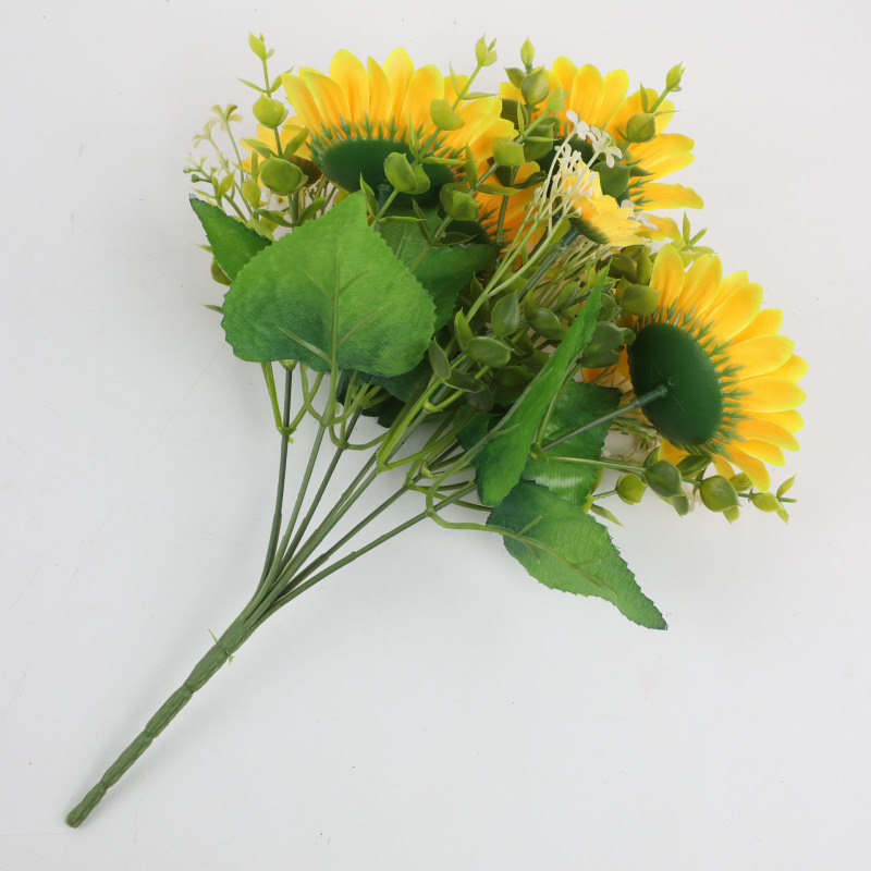 模擬花束ひまわりひまわりデイジー家の装飾装飾品結婚式の花アレンジメント造花卸売|undefined