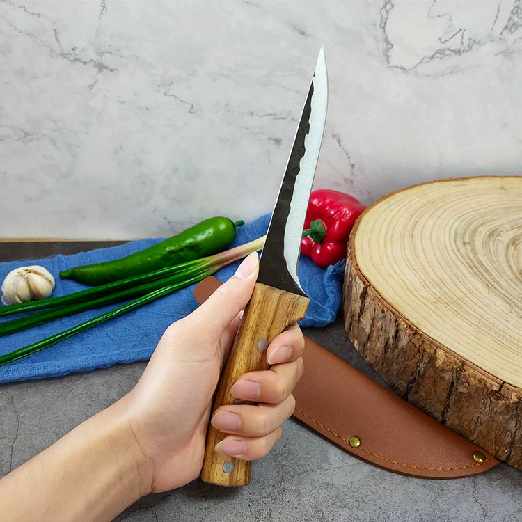Кузнечная нержавеющая сталь цитрусовый нож очистка и нарезка мяса деревянная рукоять рыба нож убить свинью овцу корову говядина забой нож кухонный нож для нарезки