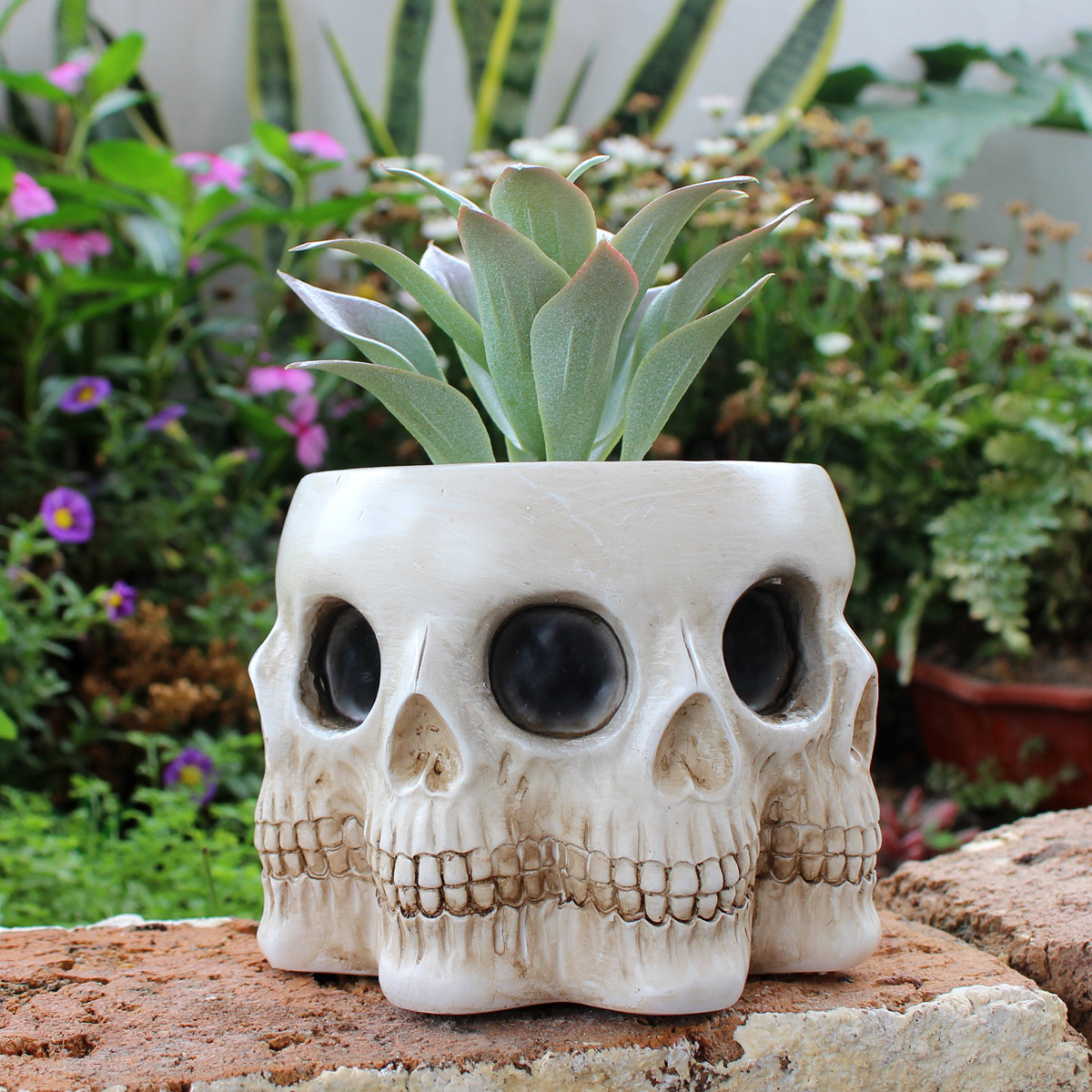 Multi-faceted Skull Resin Fleshy Flower Pot Green Plant Flower Pot Personalized Creative Ghost Head Flower Pot Halloween Candy Bowl