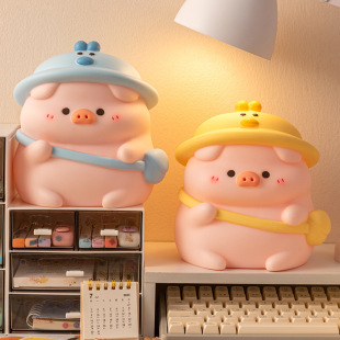 Dudu Pig Piggy Bank Children's Cartoon Toy Vinyl Anti-Fall Piggy Bank Large Capacity Can Be Stored and Removed Home Decoration