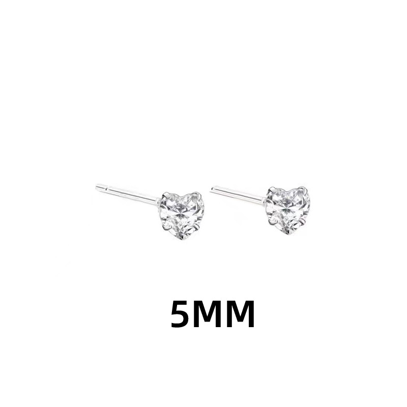 5MM 러브 이어링 / 구리(화이트 골드)