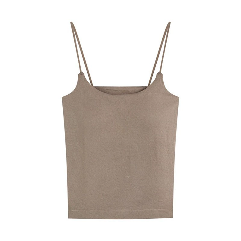 Women's Tank Top Tube Bra Top, Push-up Padded Summer Camisole, Khaki/Black/White/Fuchsia/Gray