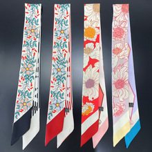 韩版时尚百搭新款花卉女士绑包包长条丝带发带飘带小领巾丝巾批发