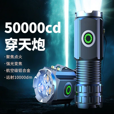 Super Bright Three-Eye Mini Led Flashlight, Strong Light, Rechargeable, Portable Outdoor Lighting, Long-Range, Household Mini Led (UV fənərlər) - newly-upgraded-three-eyed-little-monster-explosion-flash