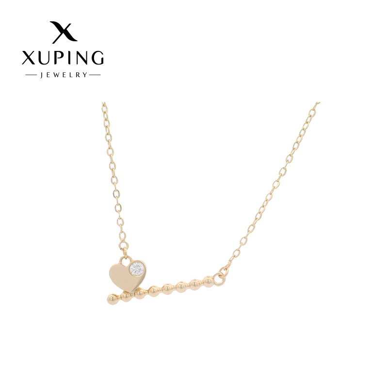 Collar Xuping Nuevo, Estilo Minimalista y Moderno, con Forma de Corazón, Cadena para Clavícula con Diseño de Piedras Artificiales, Versátil