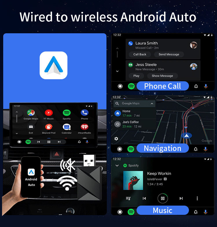 Cross-Border Carplay Box Mini Wired to Wireless Adapter for Apple and Android Auto Suitable for Car Machine Connectivity Conversion Box