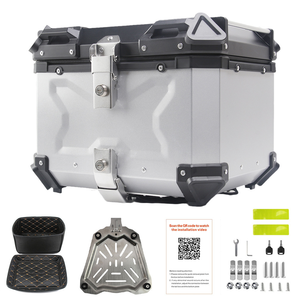 Stainless steel bottom plate waterproof quick release motorcycle trunk aluminum alloy tail box 28L/36L/45L/55L/65L