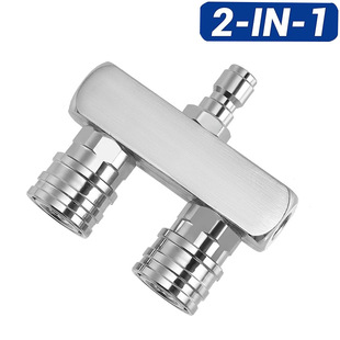 High-Pressure Car Washing Machine Water Gun Water Outlet Two-Position Double-Row Nozzle Aluminum + Stainless Steel 1/4 Quick-Plug Two-In-One Double Spray Joint