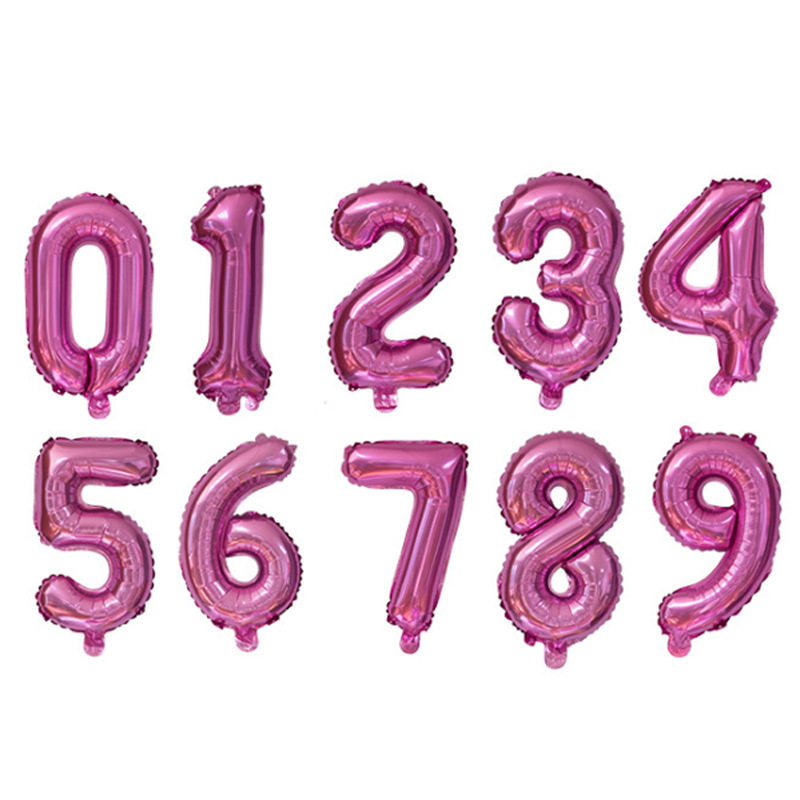 16インチ美版数字0-9アルミ膜風船子供誕生日パーティー卸売り赤ちゃん百日多色アルミ膜風船|undefined
