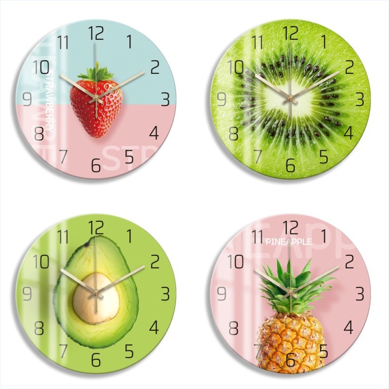 现代简约墙钟创意艺术钟表家用客厅餐厅时尚水果静音挂钟装饰
