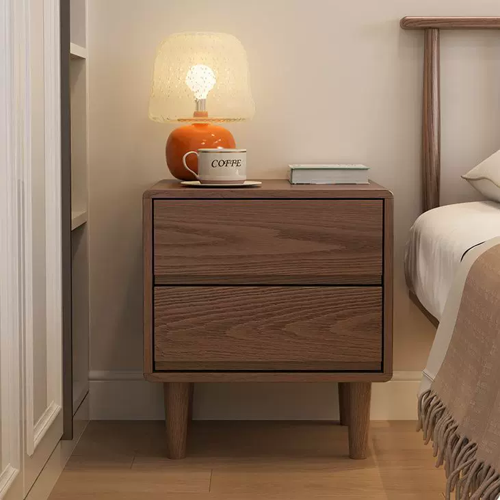 床头柜纯全实木胡桃色迷你小型窄柜小户型卧室抽屉储物床边柜45CM