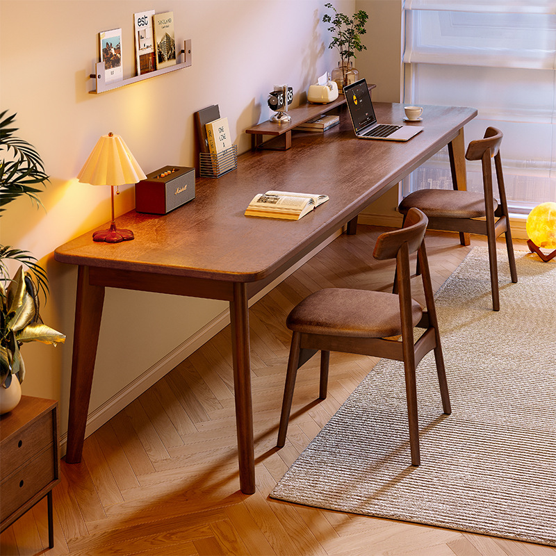 Solid Wood Wall-Mounted Long Narrow Desk Student Home Double Study Writing Table Bedroom Work Desktop Computer Table