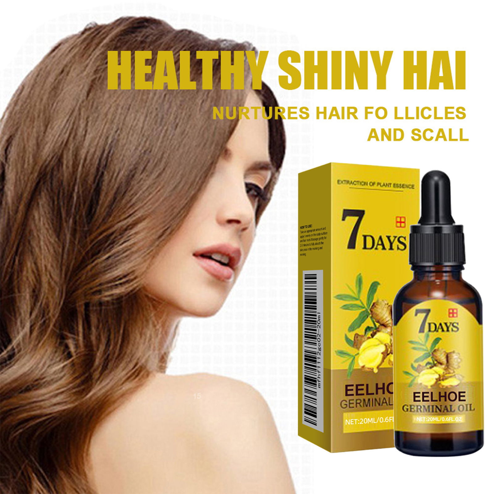 Eelhoe Ginger Hair Care Solution Naturally Fluffy, Voluminous, Smooth and Smooth Hair Texture Refreshing Hair Care Solution