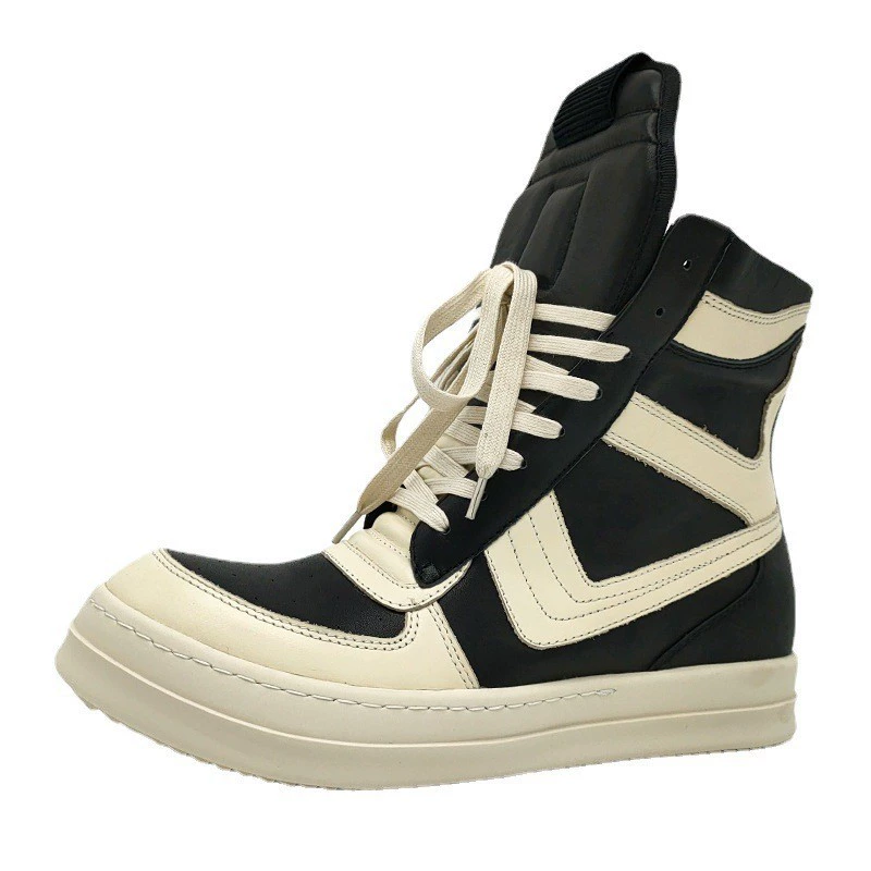 Европейские и американские модные кроссовки с большими застежками, боковыми молниями, повседневные кеды, на толстой подошве, увеличивающие рост, мужские высокие спортивные ботинки из натуральной кожи.