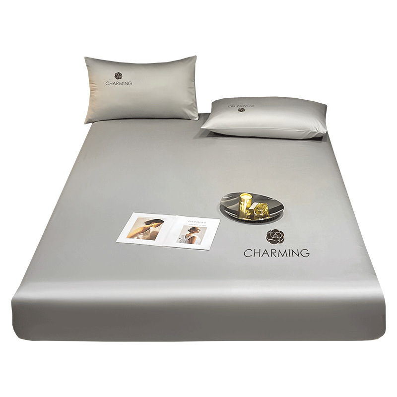 Tipo A Silla de cama de seda de hielo de una sola pieza Funda de cama fresca de verano Funda de cama de color sólido Funda protectora de colchón de sábana 2025 Nuevo
