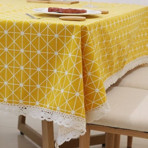 Cartoon Plaid Cotton and Linen Tablecloth Small Fresh Household Cloth Pastoral Table Cotton and Linen Tablecloth Fabric Wholesale Cotton and Linen Tablecloth