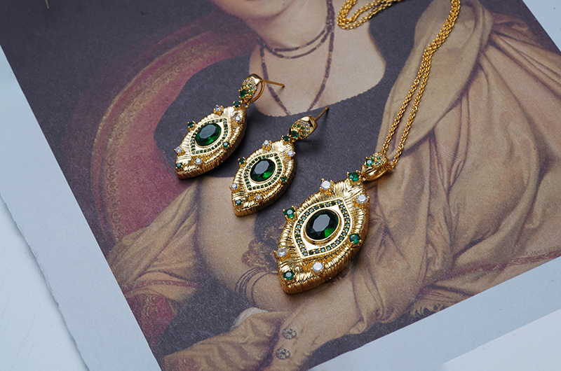 Fashion Oval Copper Inlay Zircon Necklace 1 Piece