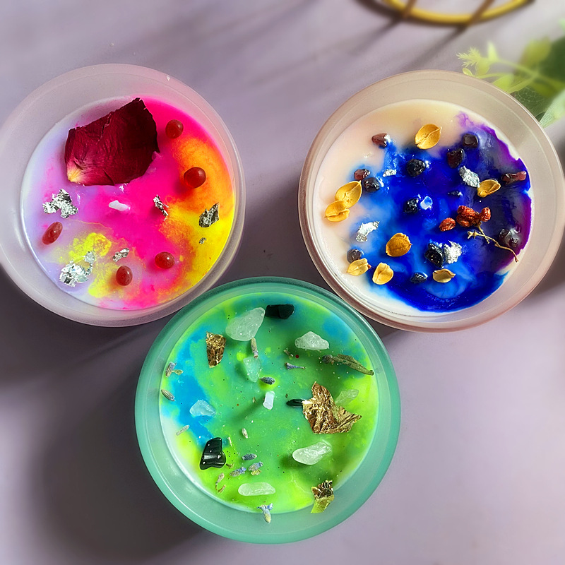 Vela de fragancia de concha de flores secas, recuerdo transfronterizo, cera de soja, vela de aromaterapia de cristal hecha a mano de color, alto valor