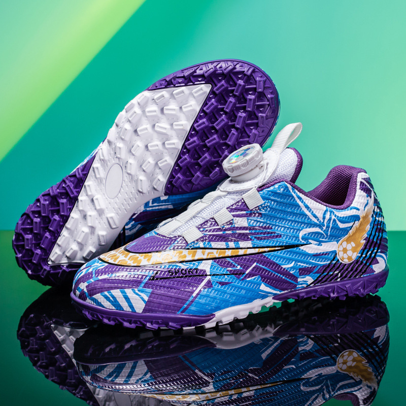 2024 New Wholesale Rotating Button Kids Campus Lawn Football Shoes Boys Crushed Nail Competition Training sneaker