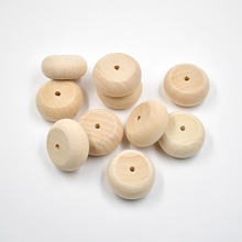 原木色大号算盘珠禾木圆盘通孔扁圆木珠儿童玩具木车轮珠子配件