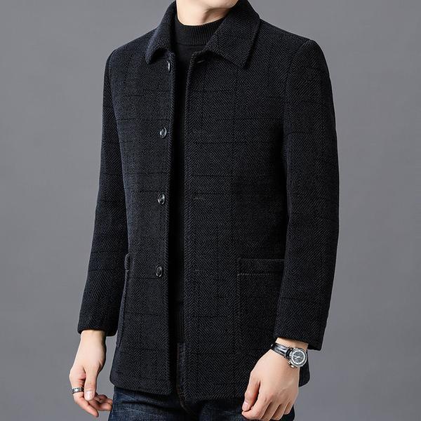 Abrigo de Cachemira de doble cara de alta gama abrigo de invierno de los hombres de mediana edad y ancianos abrigo casual abrigo de lana de los hombres