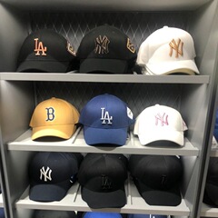 MLB帽子 男女兼用 ハードトップベースボールキャップ NYビッグロゴハット アウトドア サンハット カップル ブラック ピークキャップ LA