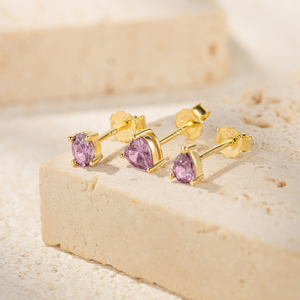 3g Weight Zircon Inlay Material Ear Studs Classification 3 Pieces Set Quantity Daily Occasion 925 Sterling Silver Material Geometric Pattern Women's Gender Plating, Inlay Design Simple Style Style 3 Pieces Set 925 Sterling Silver Zircon Geometric Ear Studs 14