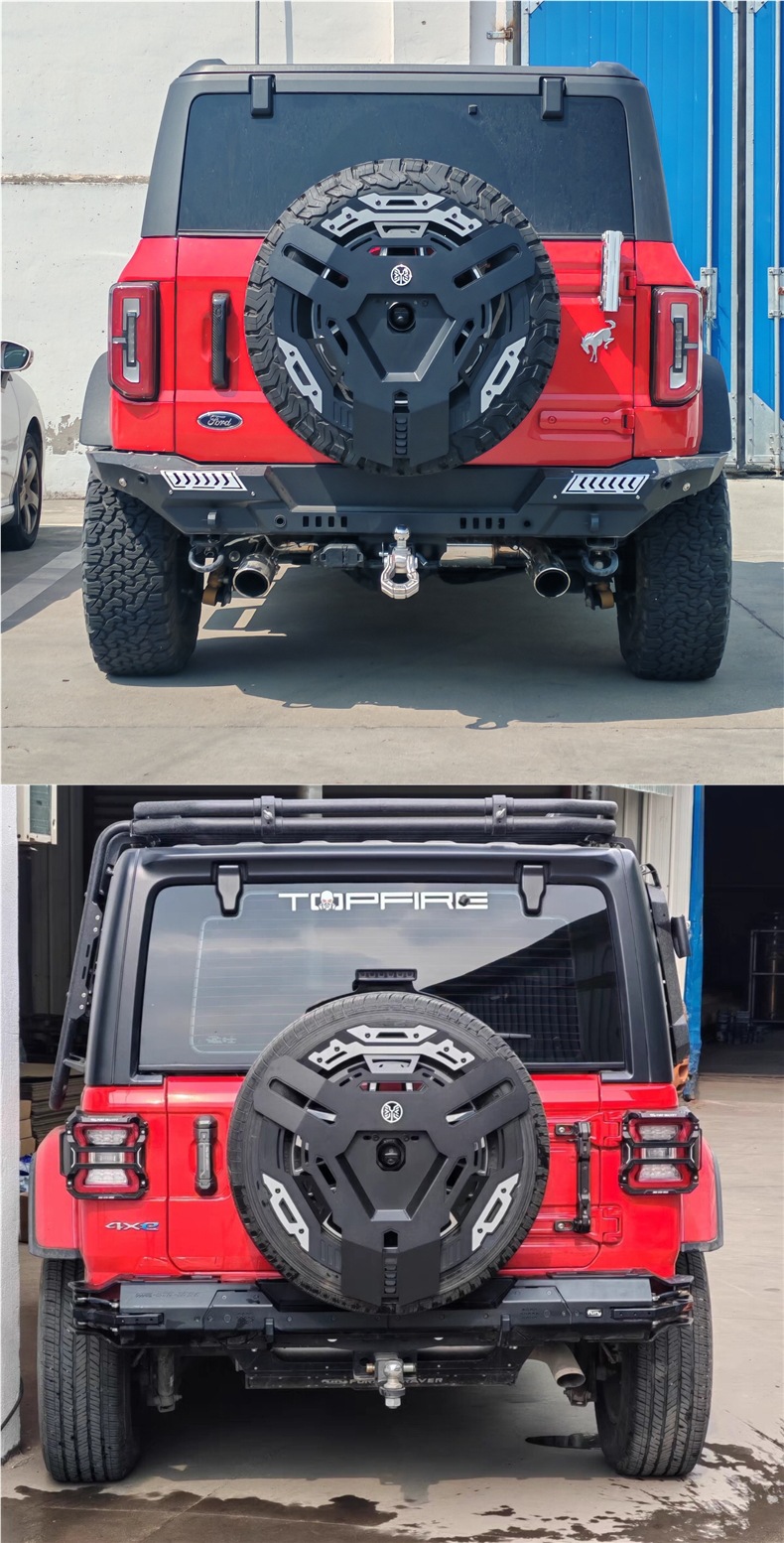 Tank BAIC 212 Wrangler BJ40 Bronco multifunctional spare tire license plate holder M817 spare tire expansion military shovel