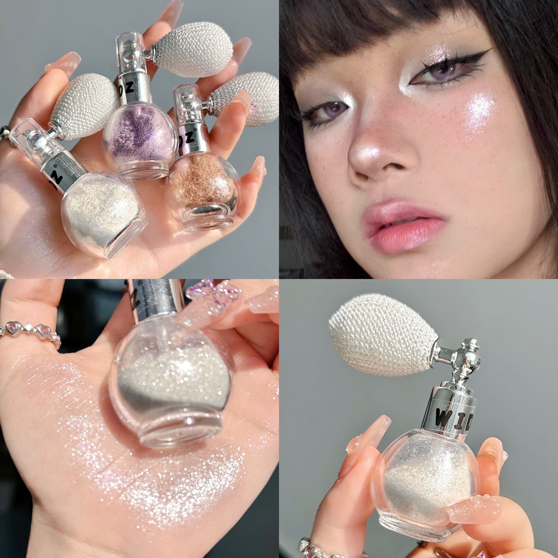 Internet celebrity airbag glitter powder highlight spray powder fine flash spray Pearl brightening fragrance loose powder shiny all-match loose powder wholesale