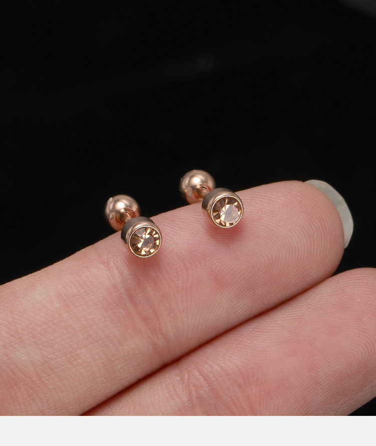 Cross Border Hot Sale Stainless Steel Zircon Ear Bone Nail Personality Face Slimming Rose Gold Titanium Steel Piercing Ear Studs Supply detail image 10