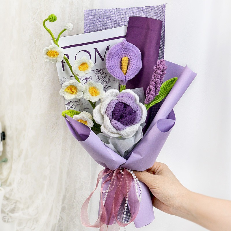 Flor de lana tejida a mano ramo de flores de girasoles flores de punto flor de simulación comercio exterior transfronterizo amazona