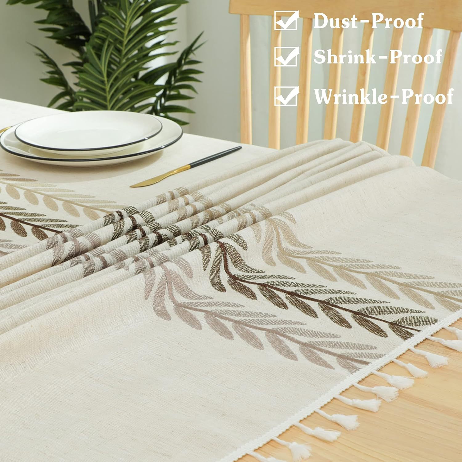 Topa de mesa de viento pastoral transfronterizo a prueba de polvo doméstico bordes bordados tela de mesa Jacquard toallas de mesa fábrica directa