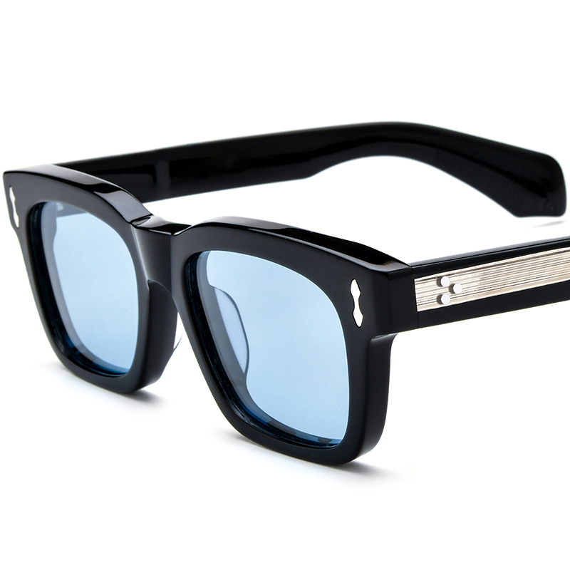Jacques Marie Mage Molino Square-Frame Acetate Sunglasses Black Light Blue