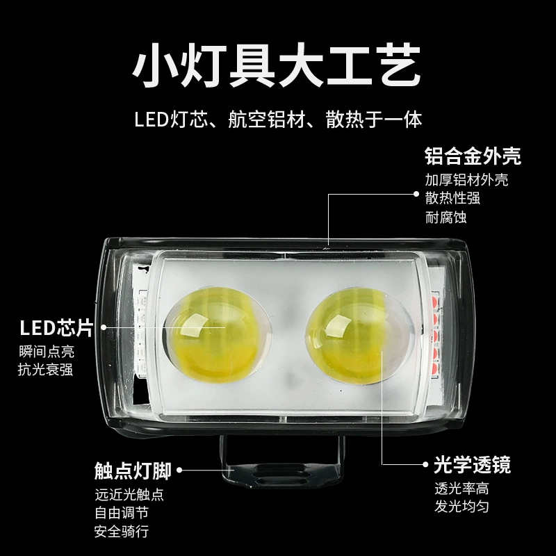 LED фара для мотоцикла, короткий трёхгранный объектив, дальний/ближний свет, передняя фара для внешней доработки электромобиля