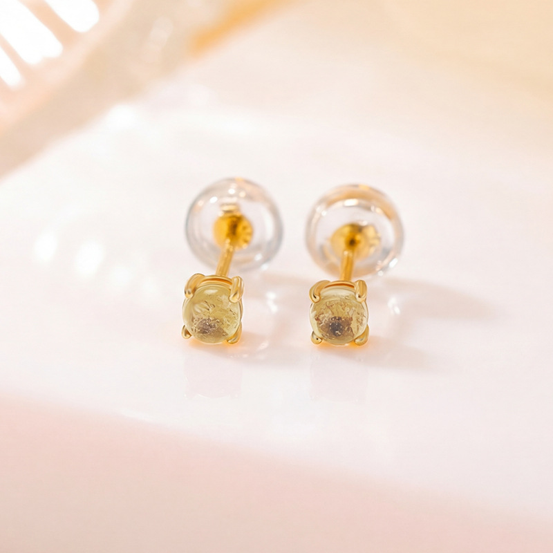 Bông tai bạc S925 mạ vàng đính pha lê trắng và pha lê vàng, kiểu dáng nhỏ nhắn tinh tế — Trắng pha lê