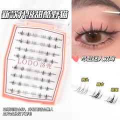 混合裝懶人下睫毛透明梗自然仿真甜酷小野貓下睫毛分段式眼睫毛