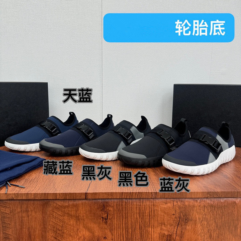 New Men's Stretch Fabric Nylon Fabric Sports Shoes Slip-On Tire Sole Breathable Versatile Buckle Casual Shoes