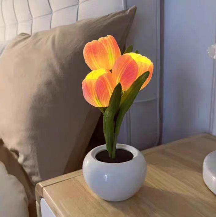 New LED Tulip Night Bedroom Bedside Artificial Flower Bouquet Decorative Atmosphere Light Father's Day Creative Gift_voghion.com