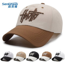 日系街头工装速干立体字母刺绣鸭舌帽女美式休闲软顶潮牌棒球帽男
