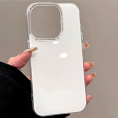 个性纯色亮面IMD白色适用苹果16手机壳17pro max硬iphone13批发11
