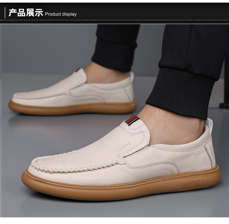 Giày lười nam da bò thật mềm đế bằng kiểu dáng đơn giản — quần kaki, trắng, đen chi tiết 21