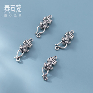 S999 foot silver 3D hard silver do old goldfish S buckle connection bracelet necklace buckle diy jewelry accessories wholesale T0068