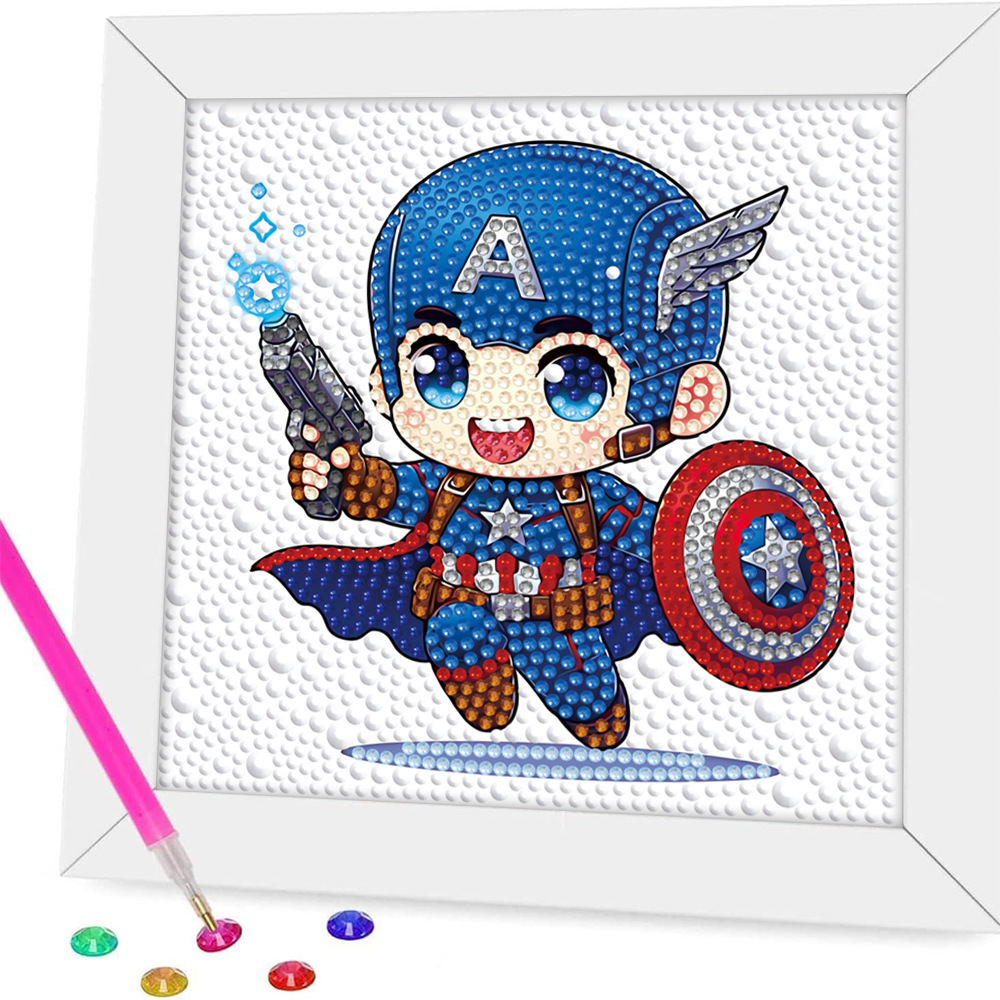 Pintura de diamantes enmarcada hecha a mano, superventas transfronteriza, de dibujos animados infantiles de la princesa Elsa, linda pintura de pegatinas de diamantes DIY