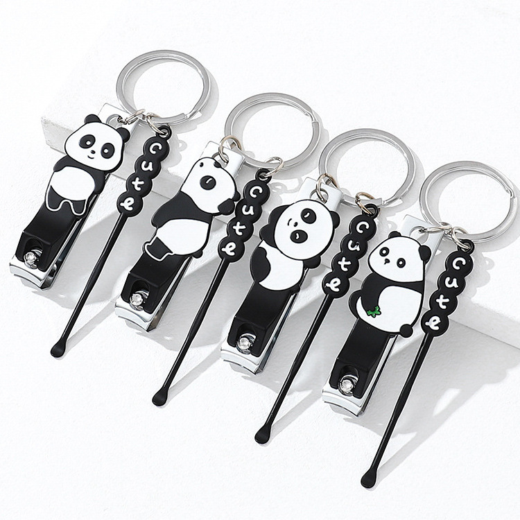 Creative Cartoon Alloy Oil Dropping Nail Cute Animal Shape Keychain Nail Cone with Ear Digging Spoon Set