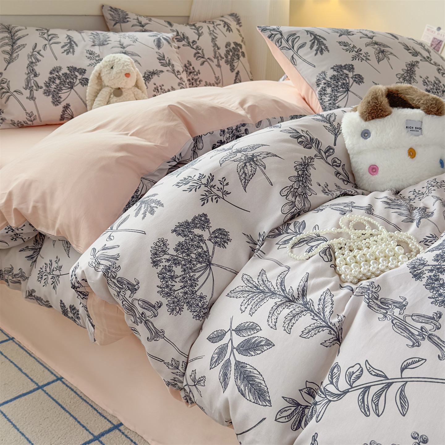 Cama de cuatro piezas 100% algodón para dormir desnudo, cubierta doméstica de colcha doble, ropa de cama universal de cuatro estaciones